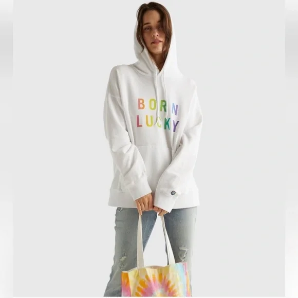 Lucky Brand🍀 Pride “Born Lucky” Gender Neutral Hoodie, Size S - Picture 1 of 16